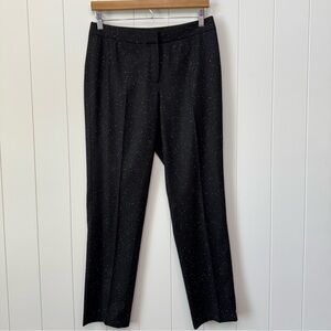 Lafayette 148 Wool Blend Mid Rise Barrow Dress Pants Trousers Black Speckled 8